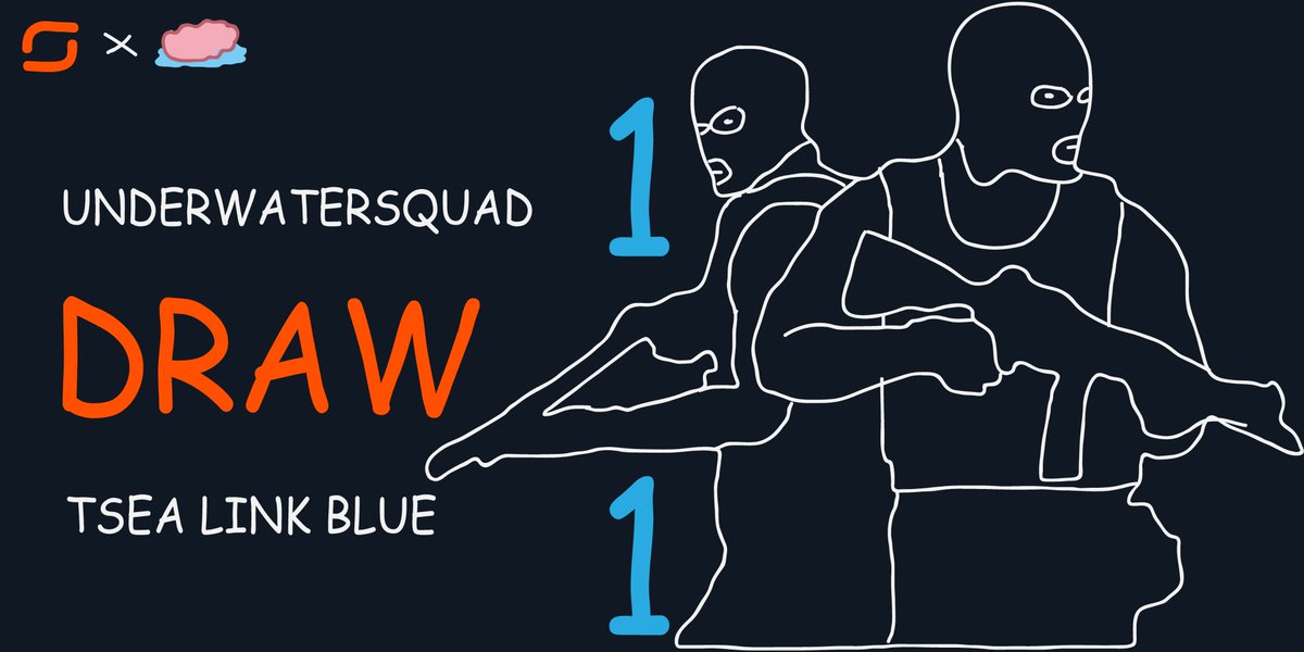 👔 TIE 👔

After a very rough match, UnderWaterSquad 🧠 isn't able to take the win against TSEA Link 🔗

We will learn from this result and come back stronger! 💪

🚇 Overpass: 13-11
☢️ Nuke: 14-16

#ItGMa🧠 | <a href="/dccsftw/">DCCS</a>  | <a href="/tsealink/">TSEA Link</a>