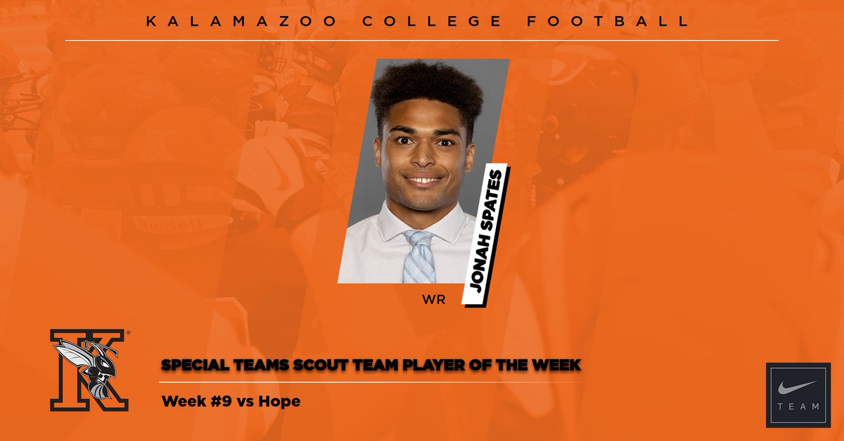 KzooFootball's tweet photo. Congratulations to our Scout Team Players of the Week for week #9 vs Hope College! #EYS #SwarmTheDay https://t.co/aKJEcqQvqM