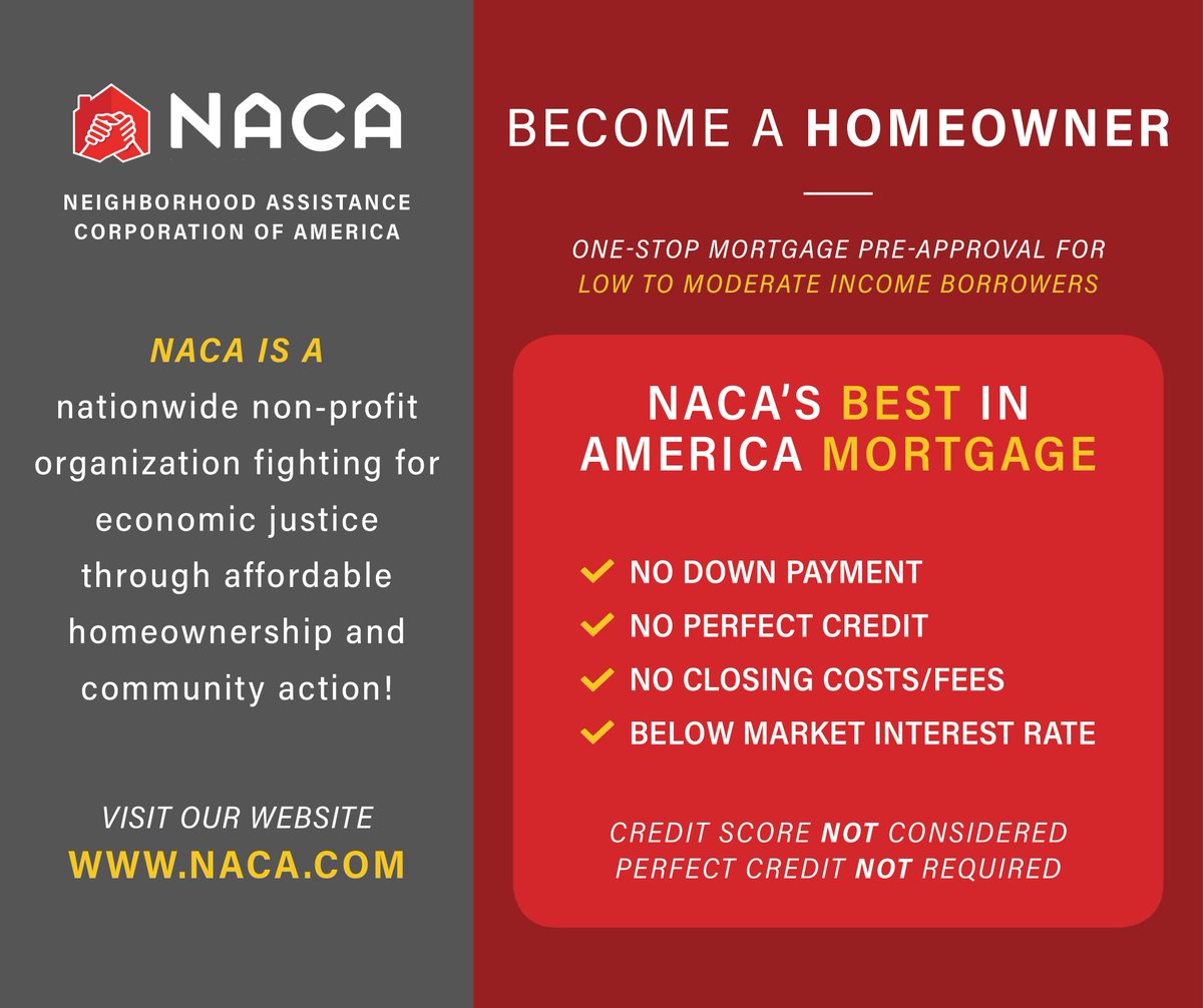 FS4C's tweet image. Philadelphia and surrounding areas, take the first step to affordable homeownership with NACA’s Best in America Mortgage. All NACA services are free, including pre-purchase counseling and assistance for homeowners. Please register for the workshop.⁠ ⁠