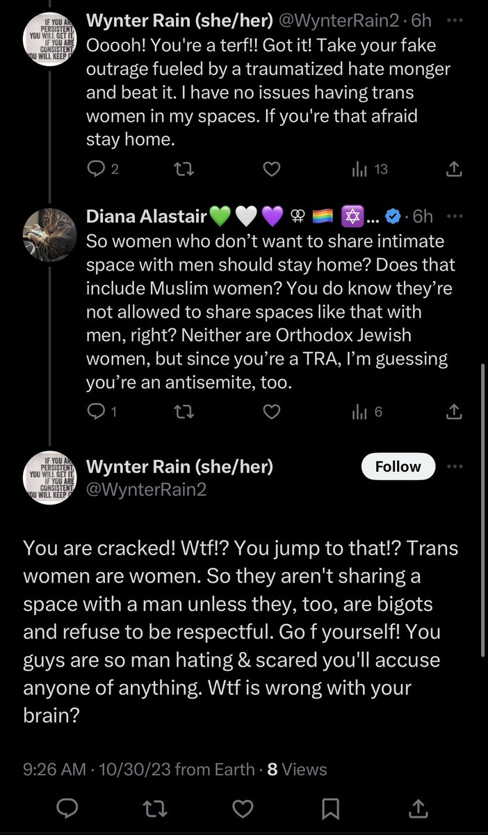 sappholives83's tweet photo. #Trans activists love to demand “respect” from everyone around them, and especially from women. Here’s one demanding that Muslim women and Orthodox Jewish women violate their religious beliefs and “be respectful” by treating men as women. 

#TransWomenAreConMen 
#TransHypocrisy https://t.co/U1JYP8g8DG