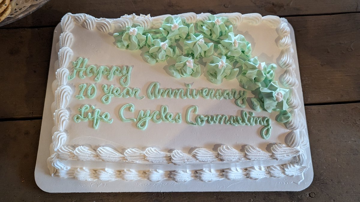 Celebrating our 10 Year Anniversary for Life Cycles Counseling! And the white hairs to prove it. Ha!! My fav. people were there to celebrate with me and mark this special occasion. Thanks to the recovery community for supporting my little biz throughout the years!