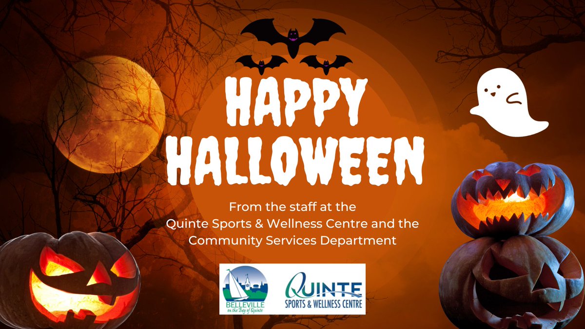 QSWC's tweet photo. Reminder for Halloween - there are no recreation programs after 4:00 p.m., including pool or City skating programs. Regular ice bookings and the FDC Track remain open for the regular schedule. https://t.co/zhlFjmPEbB https://t.co/HzkouUAVrO