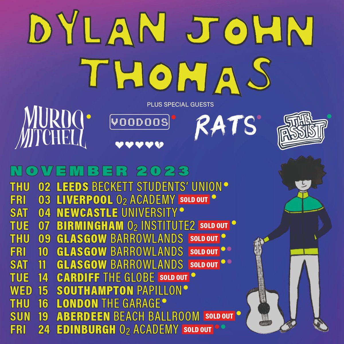 Looking forward to starting the tour this week. Some class venues in there. Going to be joined by @MurdoMitchell, @voodo0s, @thoserats and @TheAssistBand.

See ye’s in a bit