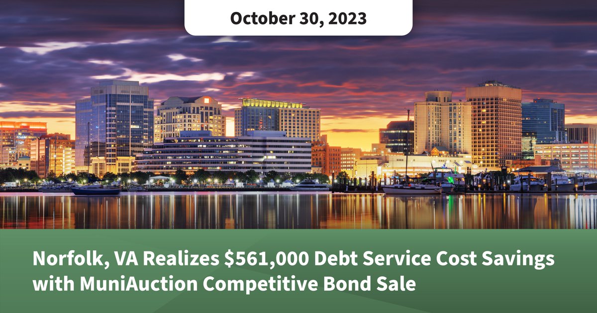 The City of Norfolk sold $51.5 million of Water Revenue Bonds using Grant Street Group's MuniAuction platform. The sale provides crucial funds to upgrade Norfolk’s water infrastructure. tanks.grantstreet.com/news/norfolk-v…