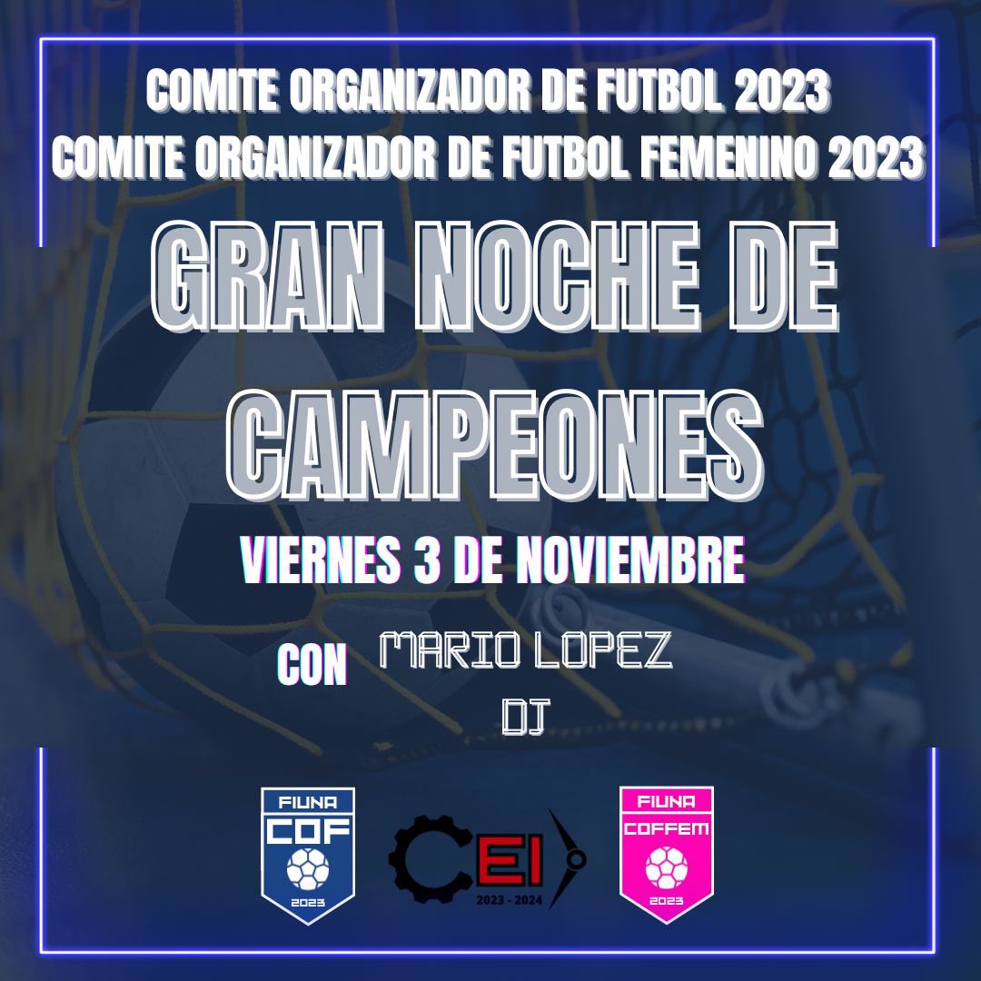 ¡GRAN NOCHE DE CAMPEONES!
El viernes 03 de noviembre te esperamos en #FIUNA Arena desde las 19:00 hs. ¡Grandes partidos nos deparan y la ceremonia de premiación a los mejores de #FIUNA! #COF2023 #CEI2023 #NocheDeCampeones 🏆⚽🥇🥈🥉😍