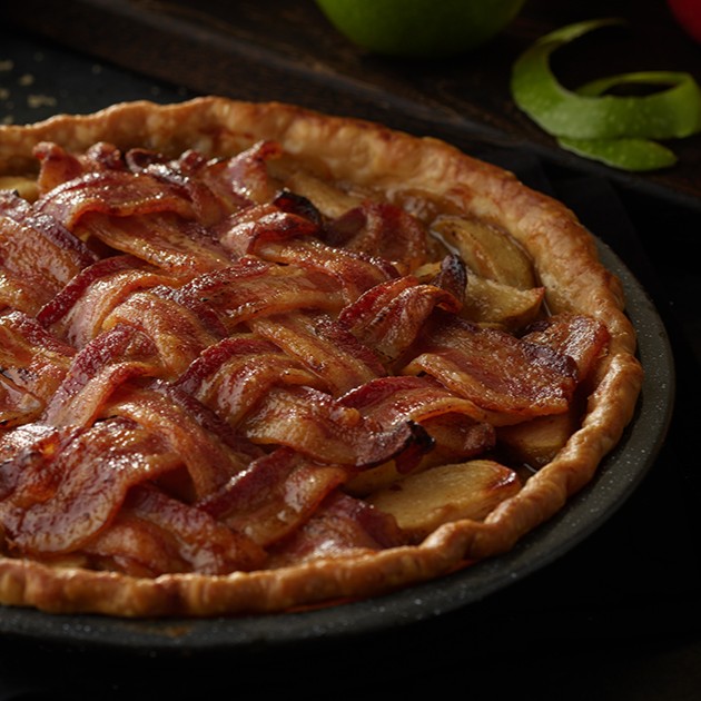 🍏🥧 Bringing sweet and savory together in perfect harmony! Presenting our Apple Pie with a twist – a crispy Bacon Lattice Crust made with limited time only HORMEL® BLACK LABEL® Apple Cider bacon that takes dessert to a whole new level. Get ready to savor the unexpected!