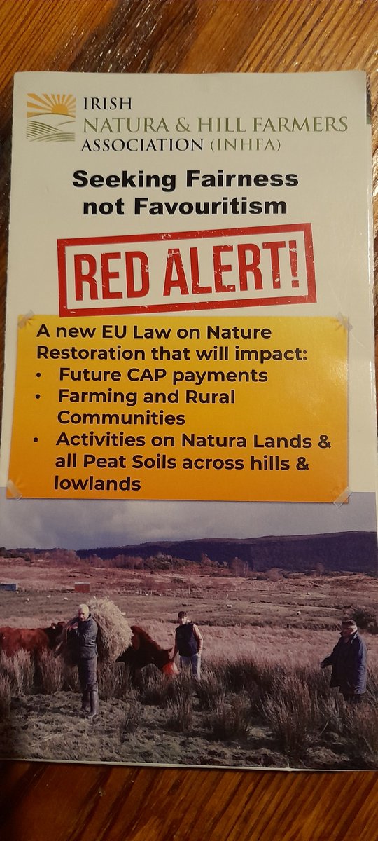 Irish Natura and Hill Farmer's Association will be holding a public meeting on The Nature Restoration Law on Thursday the 30th of November in The Old Community Hall in Milltown Castle Maine at 8:00pm sharp. Guest speakers Michael Fitzmaurice  TD and Vincent Roddy President.