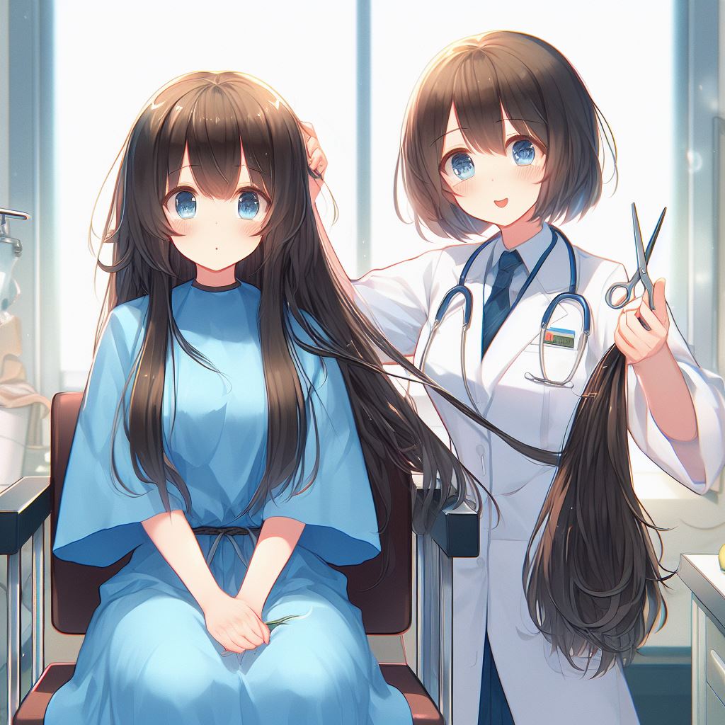 Hu_AIHaircut's tweet photo. Doctor cuts patient's hair
#BingAI #bingimagecreator #AnimeArt #animegirl #haircut #AIart #longhair #shorthair #bobbedhair #longtoshorthair #beforeafter #hair #hairstyle #AIgirl #girl https://t.co/dyWTPgbHUr