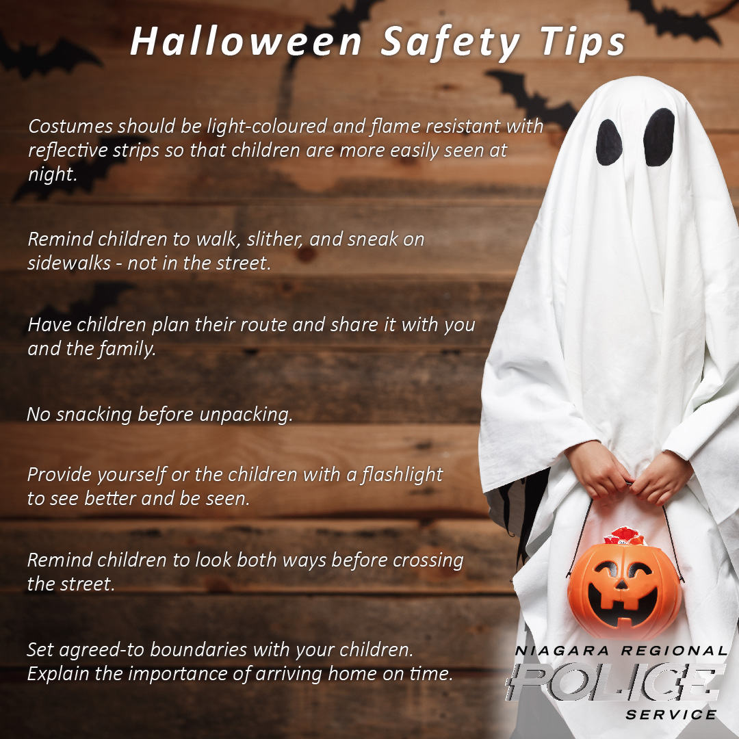Tomorrow is Halloween and before your little witches and ghosts go out trick-or-treating, make sure you review your safety plan with them. If they are heading out with friends, be sure you know their route. For more safety tips, see below. 

#HalloweenSafety #TrickOrTreat