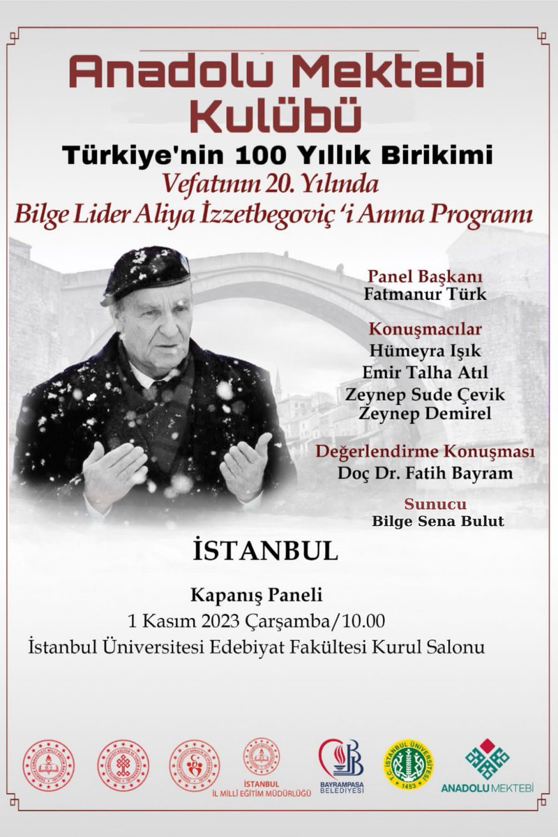 iuanmek's tweet photo. 1 Kasım 2023 Çarşamba günü üniversitemizde düzenlenecek olan 
Vefatının 20. Yılında Bilge Lider Aliya İzzetbegoviç'i Anma Programında sizleri aramızda görmekten memnuniyet duyarız. https://t.co/m97z1nFK0O