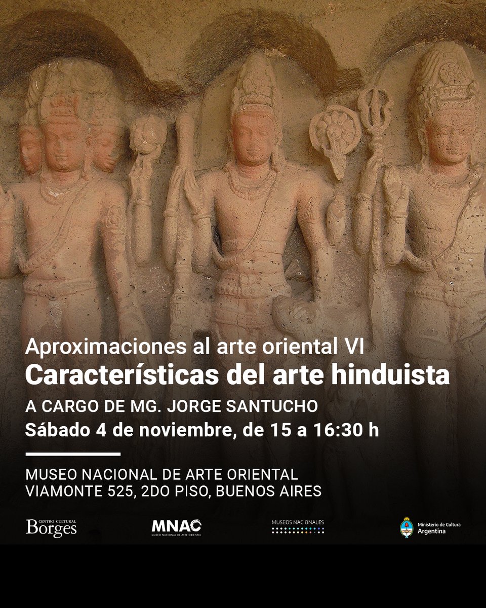 No requiere inscripción previa, cupo sujeto a la capacidad de la sala.

📅¿Cuándo?
Sábado 4 de noviembre, de 15 a 16:30 h

📍¿Dónde?
Museo Nacional de Arte Oriental, Viamonte 525, 2do piso (Centro Cultural Borges).

#OrienteTodo <a href="/CulturaNacionAR/">Cultura Nación</a> <a href="/museosba/">Museos de Buenos Aires</a>