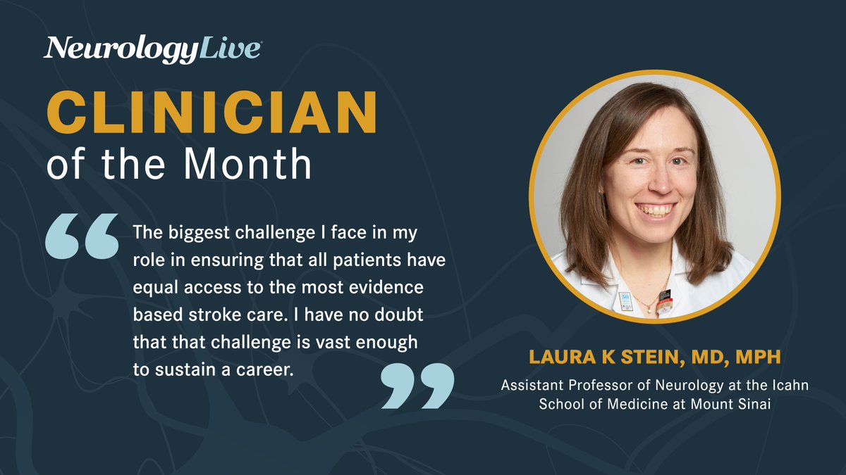 In honor of #WorldStrokeDay, @neurology_live has named Laura K Stein, MD, MPH, the October Clinician of the Month! Congrats, Dr. Stein and read her spotlight here - neurologylive.com/view/neurology…