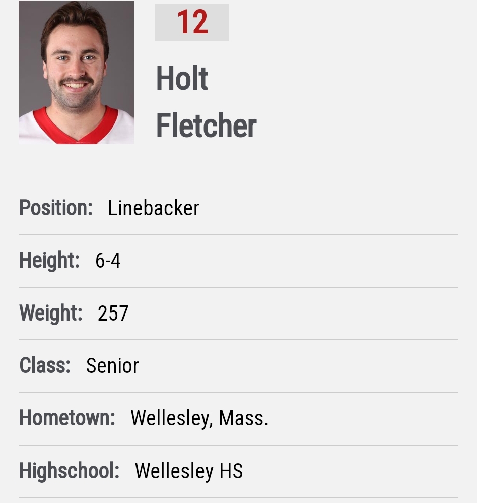 FarrellPortal (@farrellportal) on Twitter photo Cornell LB Holt Fletcher entered the portal as a grad transfer; in 26 games he has totaled 69 tackles, 12 TFL, 4 sacks, 4 INT and 6 PD; in 6 games this season he has 22 tackles, 2.5 TFL, 1 sack, 2 INT and 2 PD <a href="/Holtfletcher_20/">Holt Fletcher</a> Cornell LB Holt Fletcher entered the portal as a grad transfer; in 26 games he has totaled 69 tackles, 12 TFL, 4 sacks, 4 INT and 6 PD; in 6 games this season he has 22 tackles, 2.5 TFL, 1 sack, 2 INT and 2 PD <a href="/Holtfletcher_20/">Holt Fletcher</a>