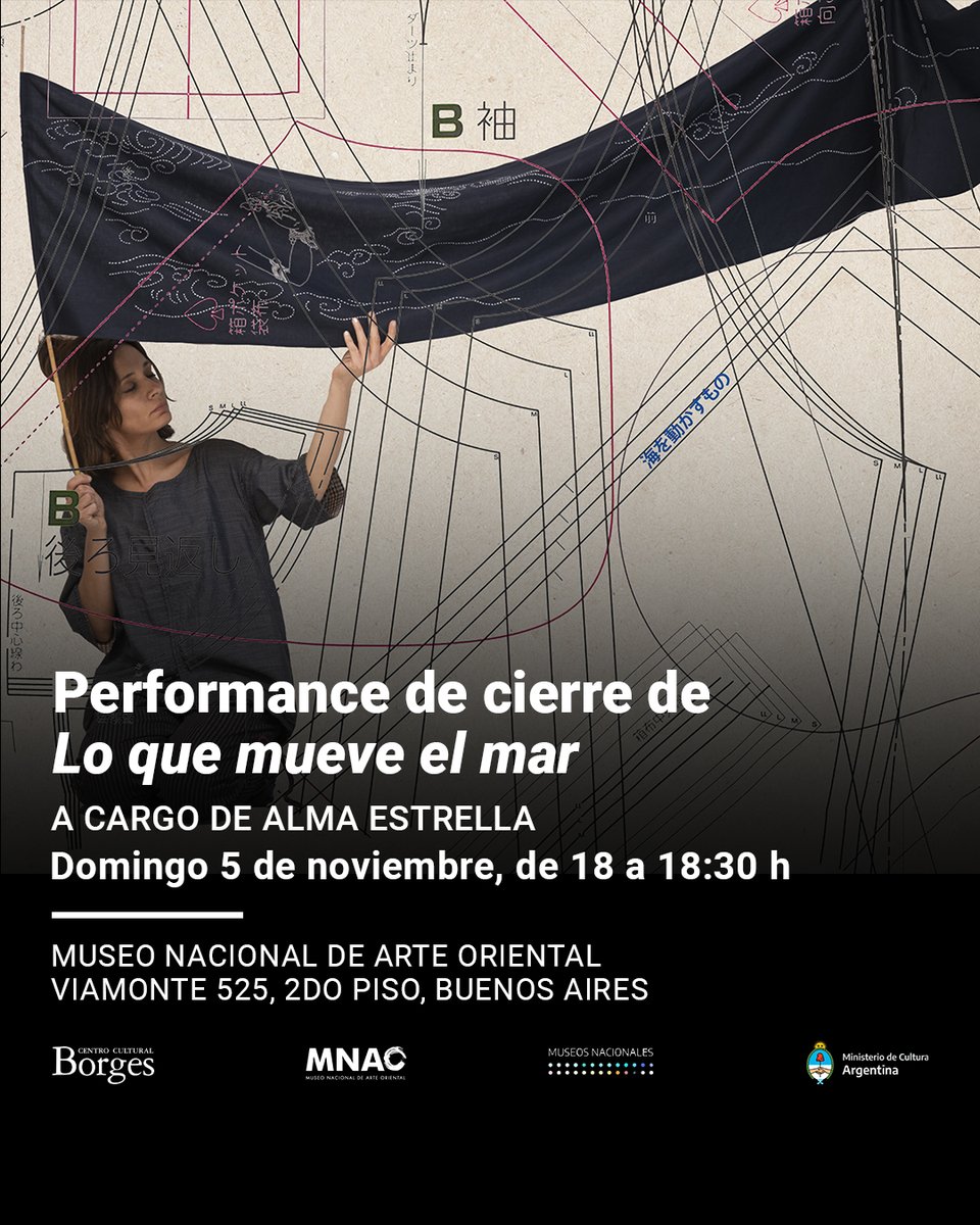 🧶La artista Alma Estrella hará una performance de cierre con motivo del desmontaje de la intervención Lo que mueve el mar, en el marco del ciclo Oriente pop up.

📅¿Cuándo?
Domingo 5 de noviembre, 18  a 18:30 h

📍¿Dónde?
Viamonte 525, 2do piso