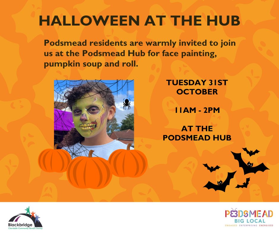 Don't forget to join us at the Podsmead Hub tomorrow for some Halloween fun!