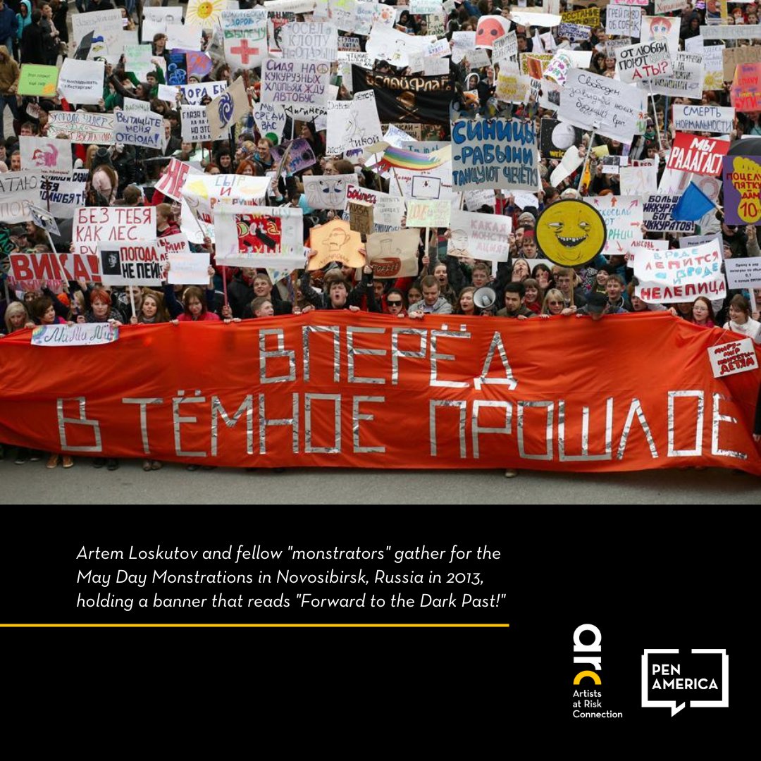 AtRiskArtists's tweet photo. ARC's Art Is Power report features 20 artists fighting for #socialchange. Today, we feature the Russian artist and activist Artem Loskutov. He has been imprisoned and now lives in exile in Latvia due to his anti-Kremlin art. Read more: https://t.co/WDhZvBXBi5. #artispower https://t.co/V2lszSp5eU