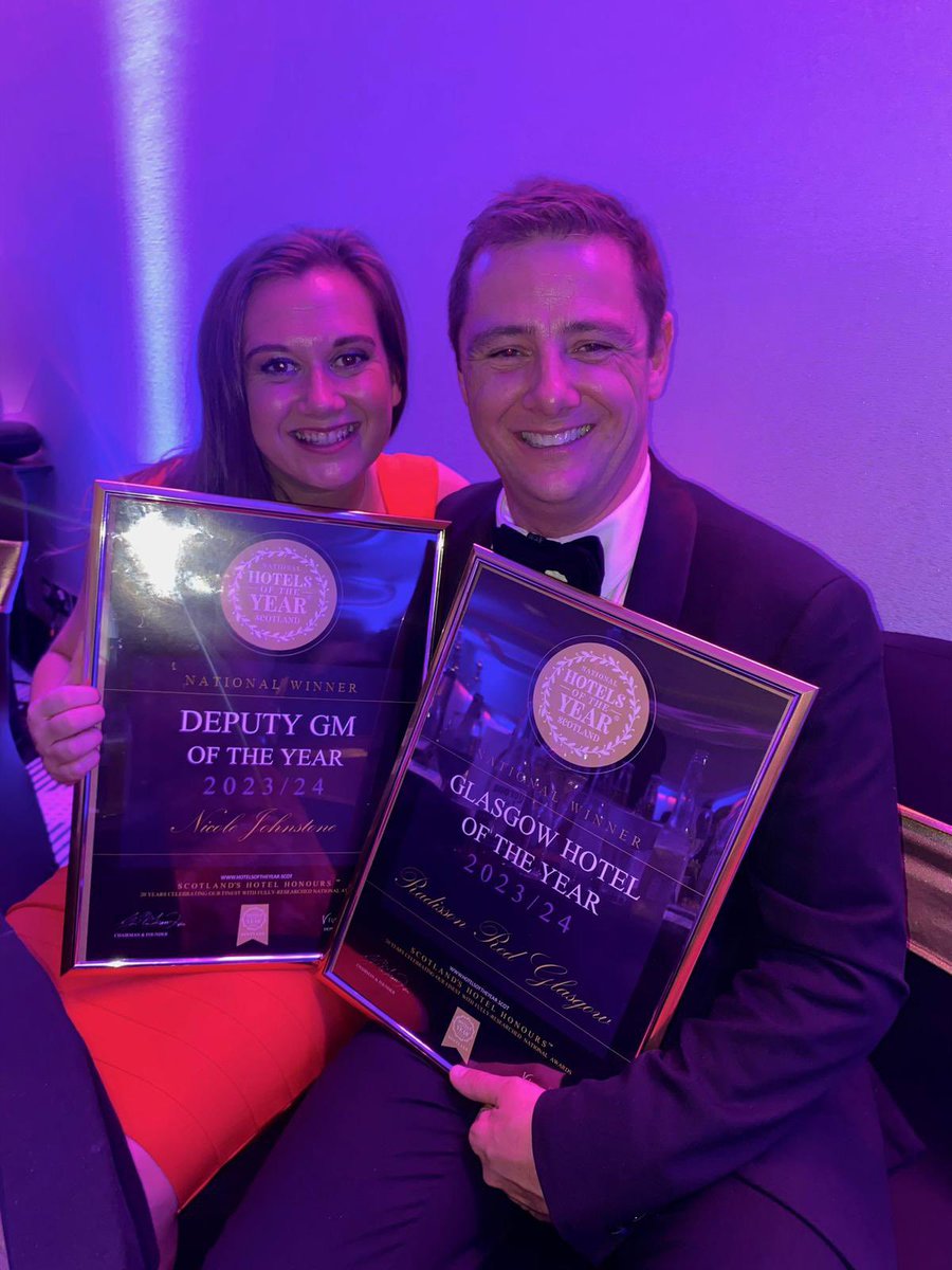 RadissonREDGla's tweet photo. WINNERS! 🏆🏆🏆 🏅🏅

5 awards at the Hotel of the Year Scotland Awards last night! 💥

National Bar of the Year
Glasgow Hotel of The Year
Deputy GM of the Year
Hospitality Gold Medal
Housekeeping Gold Medal 

Couldn’t be prouder!

Well done team! ❤️ https://t.co/T8dpKZ4qLU