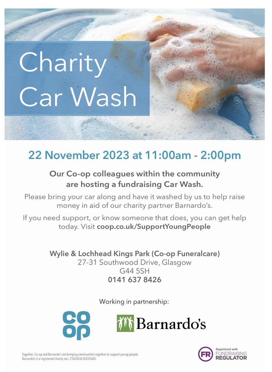 Michael McCready π΄σ §σ ’σ ³σ £σ ΄σ ΏπΊπ¦ (@michael_mcc89) on Twitter photo Join us on 22nd November between 11am - 2pm for our charity car wash <a href="/CoopFuneralcare/">Co-op Funeralcare</a> Kings Park. All monies raised will be donated to <a href="/BarnardosScot/">Barnardo's Scotland</a> <a href="/DavidEagleFD/">David Eagle</a> <a href="/tinkzb/">Thomas Bell</a> <a href="/ColinTh79019040/">Colin Thomson</a> Join us on 22nd November between 11am - 2pm for our charity car wash <a href="/CoopFuneralcare/">Co-op Funeralcare</a> Kings Park. All monies raised will be donated to <a href="/BarnardosScot/">Barnardo's Scotland</a> <a href="/DavidEagleFD/">David Eagle</a> <a href="/tinkzb/">Thomas Bell</a> <a href="/ColinTh79019040/">Colin Thomson</a>