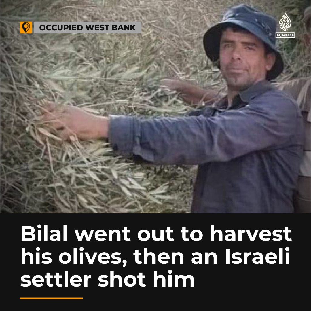 AJEnglish's tweet photo. “The Israeli army... just stands watching.”

Palestinian Bilal Saleh was shot in the chest by an Israeli settler as he was harvesting his olive trees in al-Sawiya, occupied West Bank https://t.co/Qqxi3DCup4 https://t.co/hUyUwE3ArO