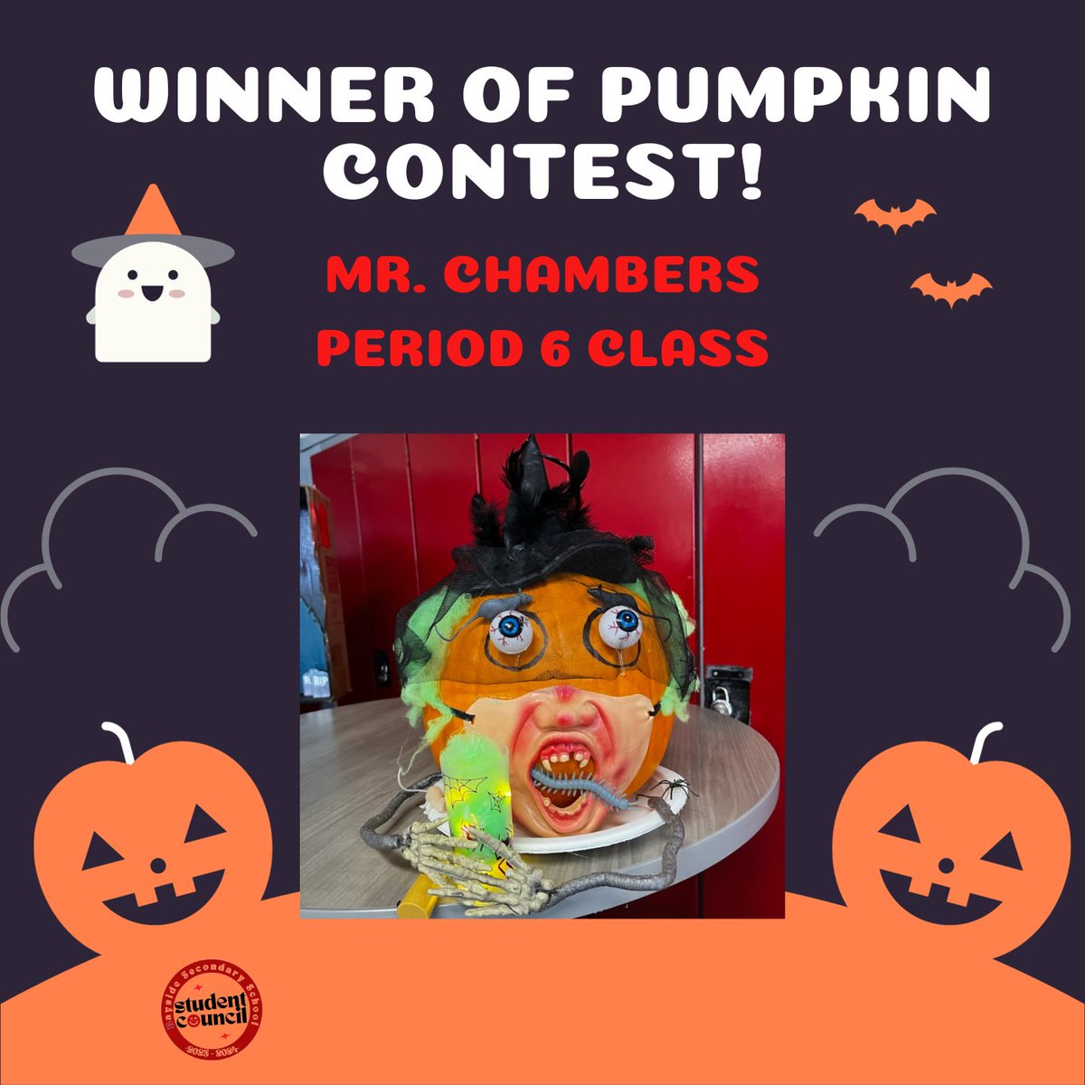 BSSstc's tweet photo. Congratulations to Mr. Chambers MSIP class for winning the pumpkin decorating contest! Thank you to every class that participated! https://t.co/v4SYByyNt9