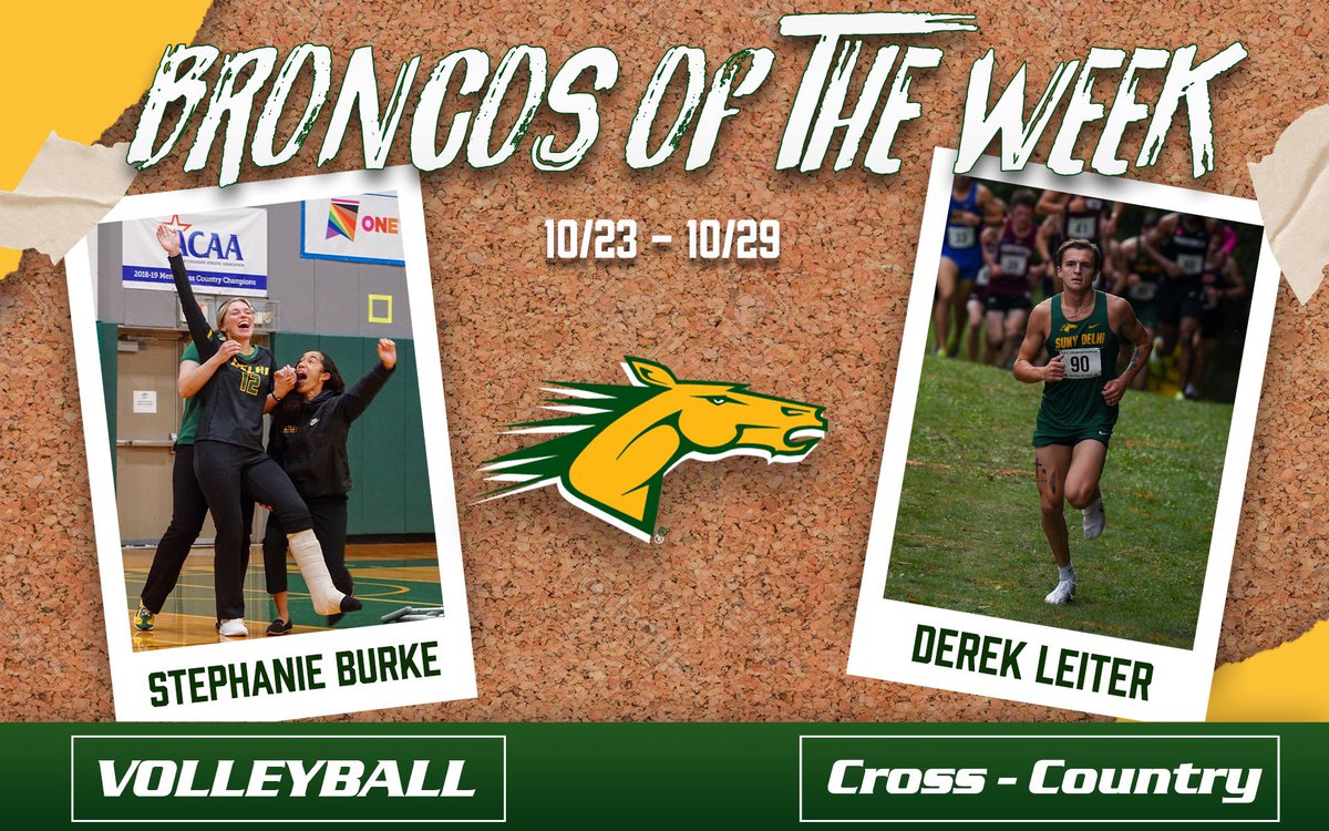 SUNY Delhi Broncos (@delhibroncos) on Twitter photo Your Broncos of the Week!
<a href="/SUNYDelhiVB/">SUNY Delhi Volleyball</a> Stephanie Burke and <a href="/SUNYDelhiXC_TF/">SUNY Delhi XC | T&F</a> Derek Leiter!
delhi.prestosports.com/sports/general… Your Broncos of the Week!
<a href="/SUNYDelhiVB/">SUNY Delhi Volleyball</a> Stephanie Burke and <a href="/SUNYDelhiXC_TF/">SUNY Delhi XC | T&F</a> Derek Leiter!
delhi.prestosports.com/sports/general…