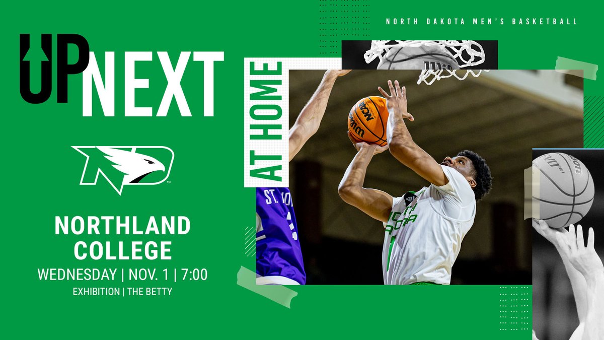 ‼️ THE WAIT IS OVER ‼️

🗓️Wednesday, November 1
🆚Northland College
⏰7:00 PM
📍The Betty

🎟️bit.ly/UNDMBBTickets

#UNDproud | #LGH