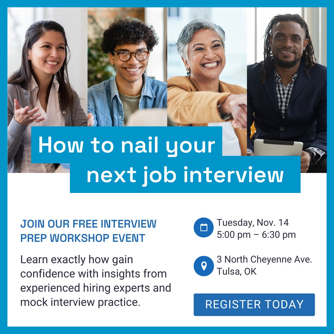 Join us for the Interview Prep Workshop!

Gain insights from seasoned professionals and practice mock interviews to enhance your skills. Don't miss this opportunity to excel in your interviews! RSVP: ow.ly/gbuv50Q2fBQ #InterviewPrep #JobTips