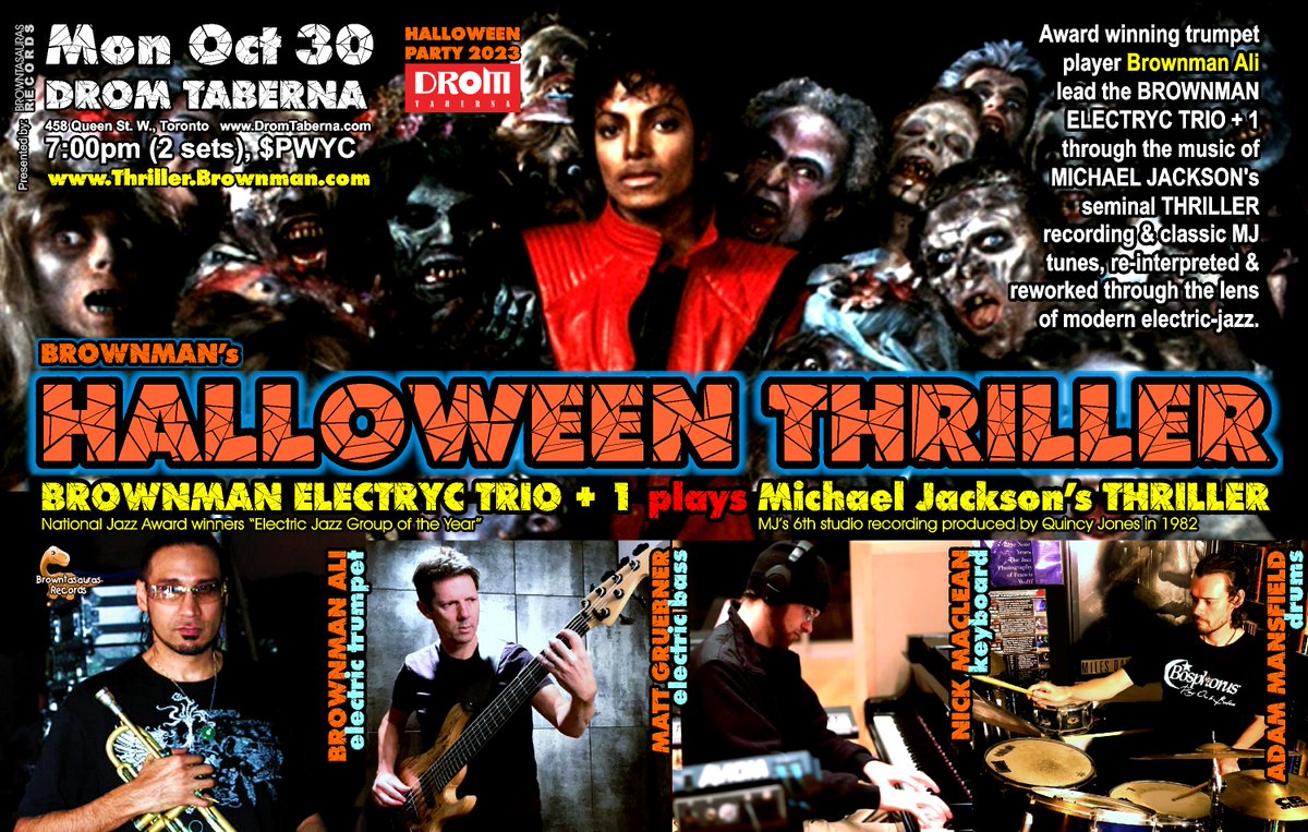 TONIGHT (Mon-Oct-30)
The HALLOWEEN THRILLER hits Toronto
(Day 5 of the touring run!)
@ Drom Taberna, 8pm, $PWYC!
----
Toronto: I know it's a Mon, so consider coming for a set -- you'll be in bed by 9:30pm!
