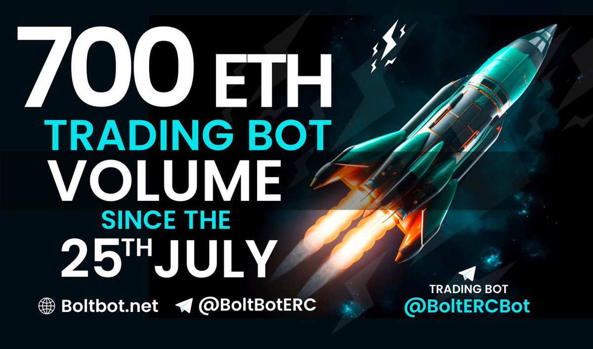 ⚡️ BoltBot, our native trading platform, anonymous swap provider and much more, has achieved 700ETH in trading Volume. 

Our User-base is exhibiting steady growth as we prepare for further expansion!

$BOLT ⚡️