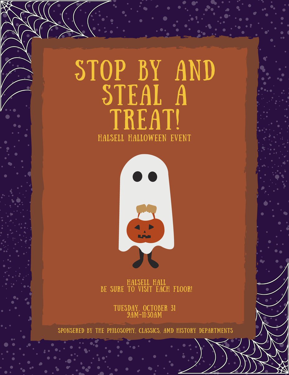 Come by Halsell Hall on October 31st for our Halloween event!