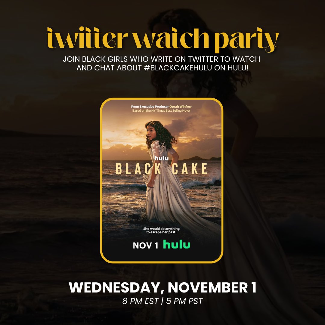 Join us to live tweet during the show adaptation of @charmspen1 ’s novel Black Cake is premiering on Hulu this Wednesday here! 🎉 

We also are giving away a few copies of the novel! ☺️

See you soon! 🩷

#blackgirlswhowrite #blackcakehulu