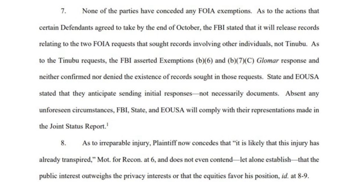 Lol so at the end of the day 2,500 FBI record was audio, please read No. 7. The FBI says they will be releasing records for the other individuals in the US and not Tinubu, so the FBI did not even acknowledge they have records for Bola Ahmed Tinubu yet.
