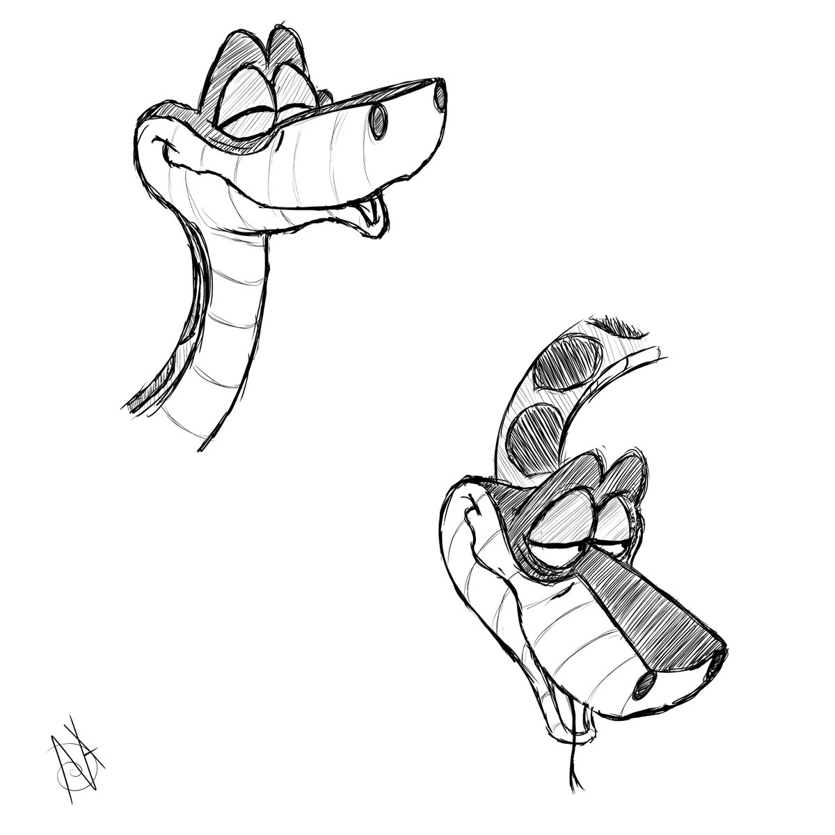 Hope everyone's having a lovely Monday today! Just a couple quick little Kaa scribblings from the other night. hehe