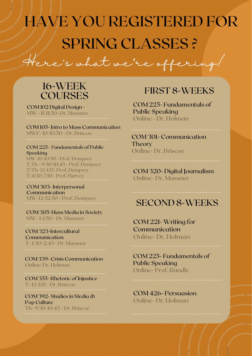 Get your schedules started! Registration begins this week!