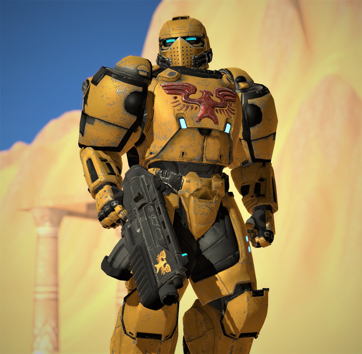 TheAlienHunter1's tweet photo. Warhammer 40k themed Spartan, Imperial Fists edition https://t.co/ySV3eG1xOg