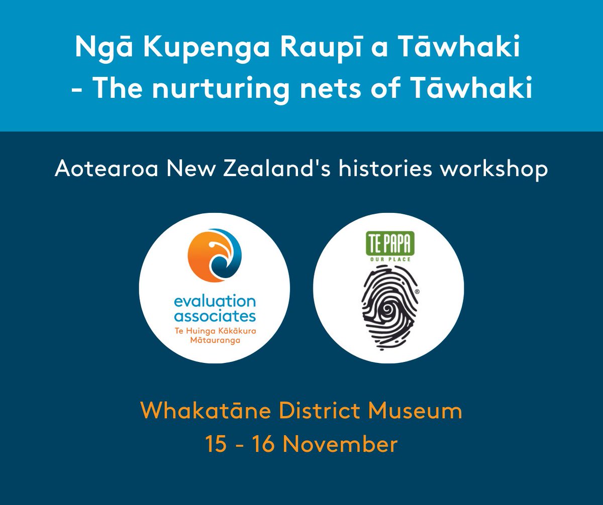 Learn how to integrate Aotearoa New Zealand's histories curriculum at your local New Zealand museum.  Register for the upcoming Ngā Kupenga Raupī a Tāwhaki workshop in Whakatāne District Museum. bit.ly/3hUeTWt 
@te_papa
#evaluationassociates #workshop #ANZHC