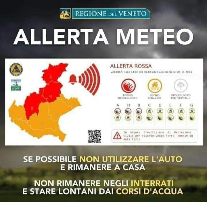 ferdiava's tweet photo. Massima attenzione in #Veneto che è in allerta #meteo ROSSA per zone montane e pedemontane. Arancione nel resto della regione per rischio idrogeologico. È arancione invece l’allerta in #Fvg. #maltempo https://t.co/tkDqmGnAyx