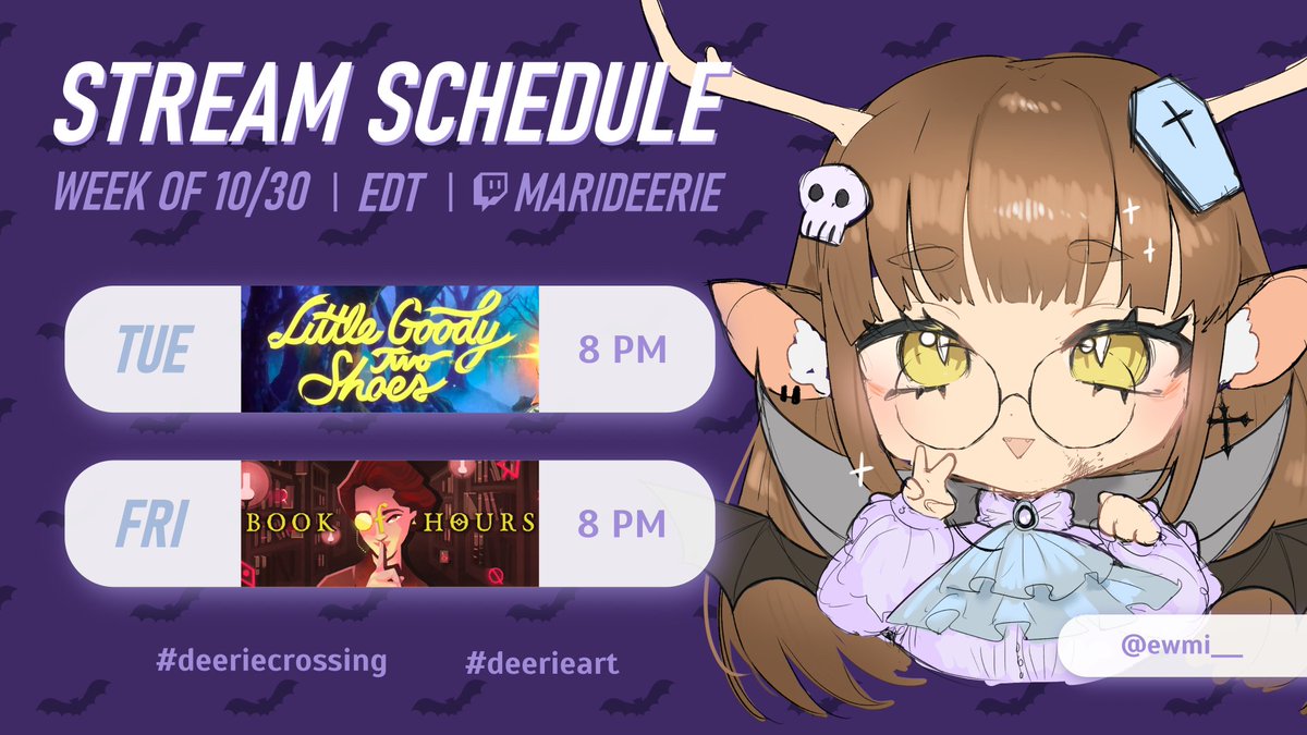 marideerie's tweet photo. happy halloween!!! playin some spooky(-ish) games this week ππ»
live tag: #deeriecrossing
art tag: #deerieart
fan name: #deeries
#VTuberUprising #ENVtubers https://t.co/FCI0Wot06H