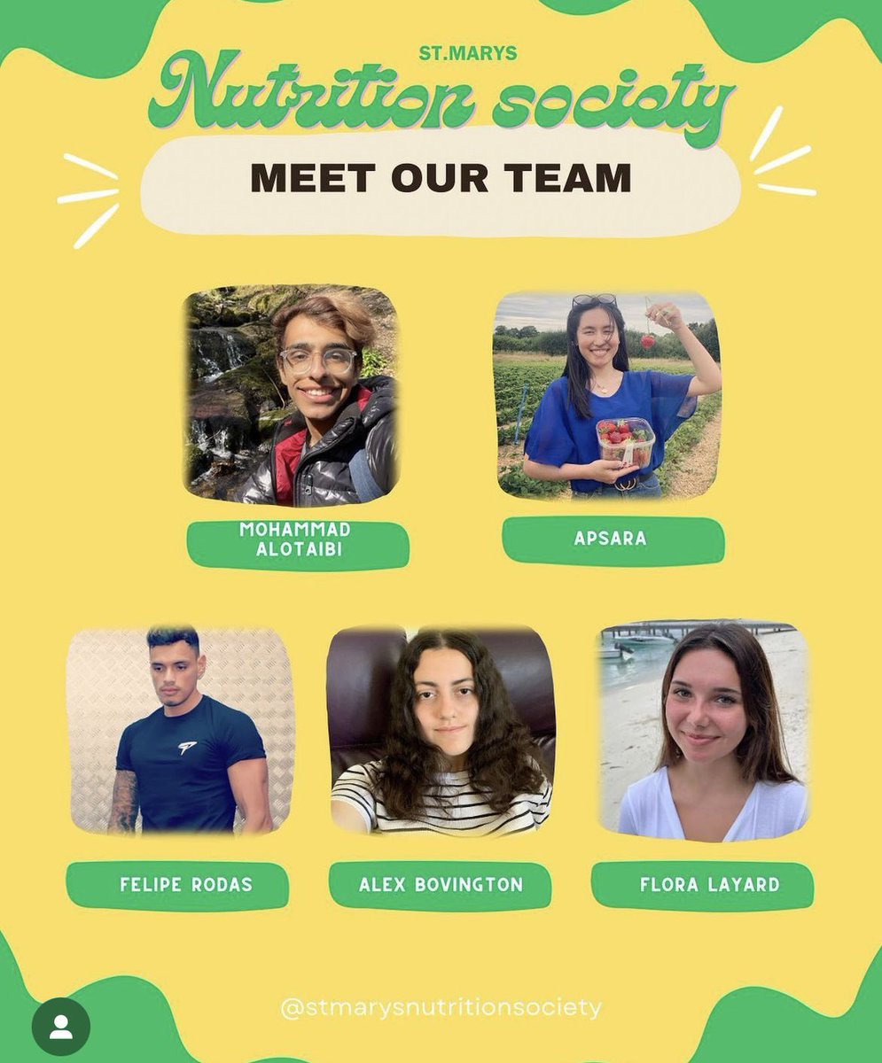 Excited to see what our first year students have in store running <a href="/YourStMarys/">St Mary's University</a> Nutrition Society! 👏🏼 <a href="/stmaryssu/">St Mary's SU</a> #nutrition