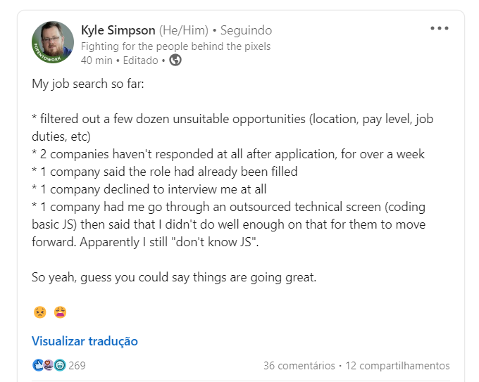 typescripting's tweet image. o fucking Kyle Simpson tá desempregado, e ainda sendo reprovado em teste de js, eu nem sei o que dizer

se tá difícil pra esse mano, imagina p gente...
