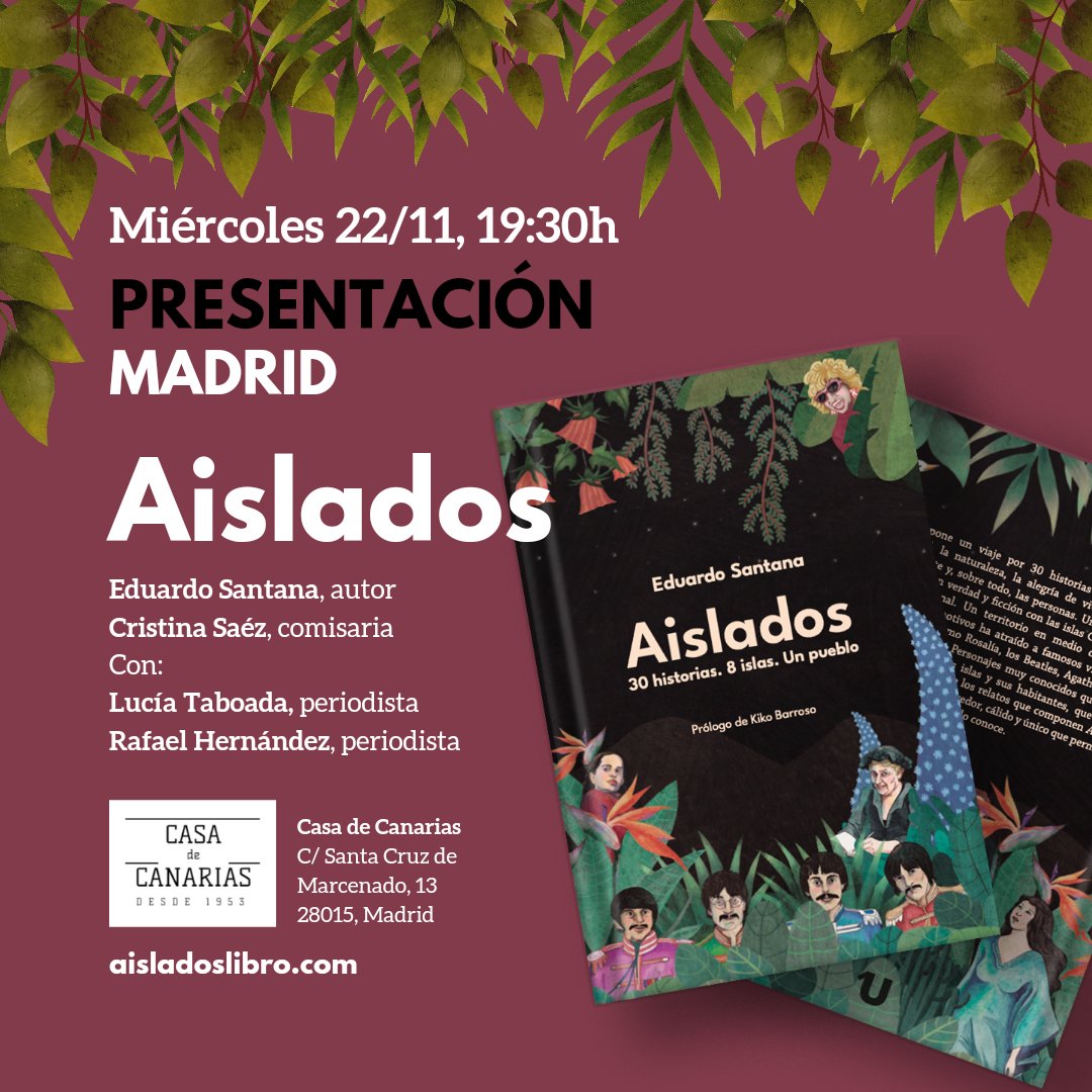 EduSantana2's tweet photo. 🎉 ¡Por fin! El 22 de noviembre sale a la venta 'Aislados' y lo presentamos en Madrid.

Si estás leyendo esto, ¡nos encantará verte allí! El picoteo y las bebidas, van de nuestra parte. El conocimiento y la diversión, de los presentadores. https://t.co/JVawJs0zto