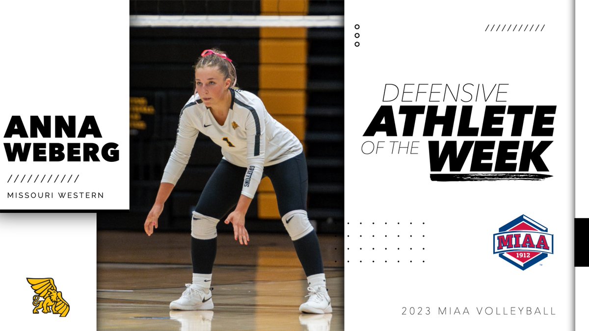 The MIAA (@themiaa) on Twitter photo Anna Weberg (<a href="/MWSUvolleyball/">Missouri Western Volleyball</a>) led the league last week with 6.3 digs per set to be crowned week nine's Defensive Athlete of the Weekππ
π° bit.ly/46OUCWB
#BringYourAGame Anna Weberg (<a href="/MWSUvolleyball/">Missouri Western Volleyball</a>) led the league last week with 6.3 digs per set to be crowned week nine's Defensive Athlete of the Weekππ
π° bit.ly/46OUCWB
#BringYourAGame
