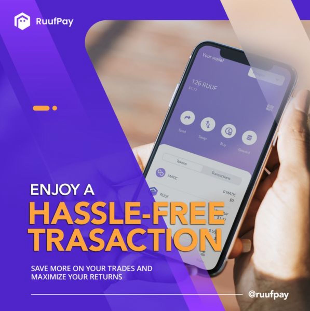 RuufPay's tweet image. Enjoy hassle-free transactions with less than half a percent swap fee. Save more on your trades and maximize your returns. 💱💰 #cryptotrading #lowfees
