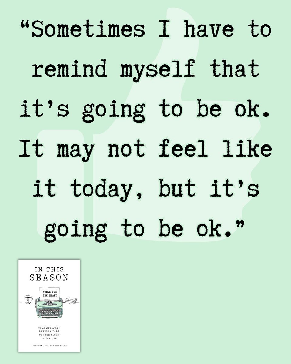It may not feel like it today, but it's going to be ok. 

Every season of life matters. That's why we wrote #InThisSeason.

Grab your copy: amzn.to/3Sjz7J4

#YouMatter #ItsGoingToBeOk