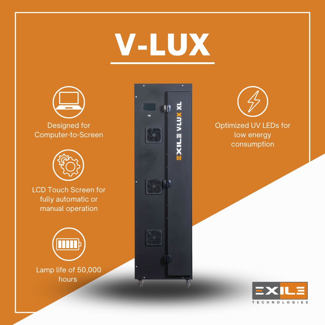 Upgrade your screen printing setup with the V-Lux Exposure Unit! Its vertical design makes loading and unloading screens a breeze, thanks to built-in rails that keep the perfect exposure distance from the LED light.
 
#ScreenPrinting #V-Lux #PrintingInnovation #QualityFirst