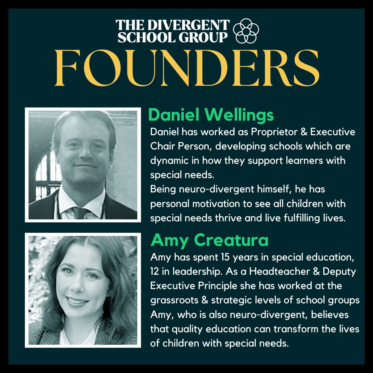 The Divergent School Group (@divergentschool) on Twitter photo Introducing the founders of The Divergent School Group⤵️
👤 Daniel Wellings
👤 <a href="/AmyCreatura/">Amy Creatura</a>
🚀 Together, we are spearheading the mission to revolutionise provision for children in the missing middle and drive meaningful change for their school experiences. 🚀 Introducing the founders of The Divergent School Group⤵️
👤 Daniel Wellings
👤 <a href="/AmyCreatura/">Amy Creatura</a>
🚀 Together, we are spearheading the mission to revolutionise provision for children in the missing middle and drive meaningful change for their school experiences. 🚀