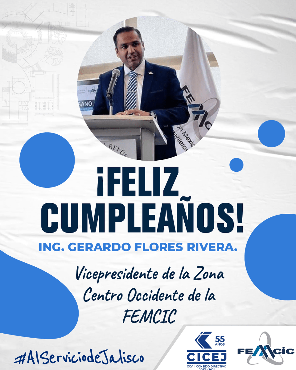 cicej_'s tweet photo. 🥳¡Lunes de festejo doble!🥳La hermandad #CICEJ le desea un feliz cumpleaños a nuestro expresidente el Ing. Guillermo Lara Vargas y al Ing. @GerasFloresR Vicepresidente de la Zona Centro de Occidente #FEMCIC. Esperamos que estén pasando una excelente tarde con sus seres queridos. https://t.co/oDKHkdzOgF