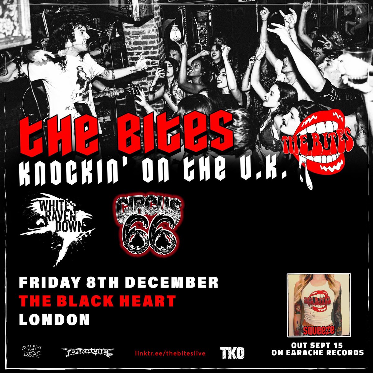 -- JUST ANNOUNCED -- We are stoked to be returning to London at the @Theblack_heart when we support @thebitesband along with our friends in @circus_66 on Friday 8th December... Gonna be a blast and tickets are almost gone so get in there quick! whiteravendown.com #WRD