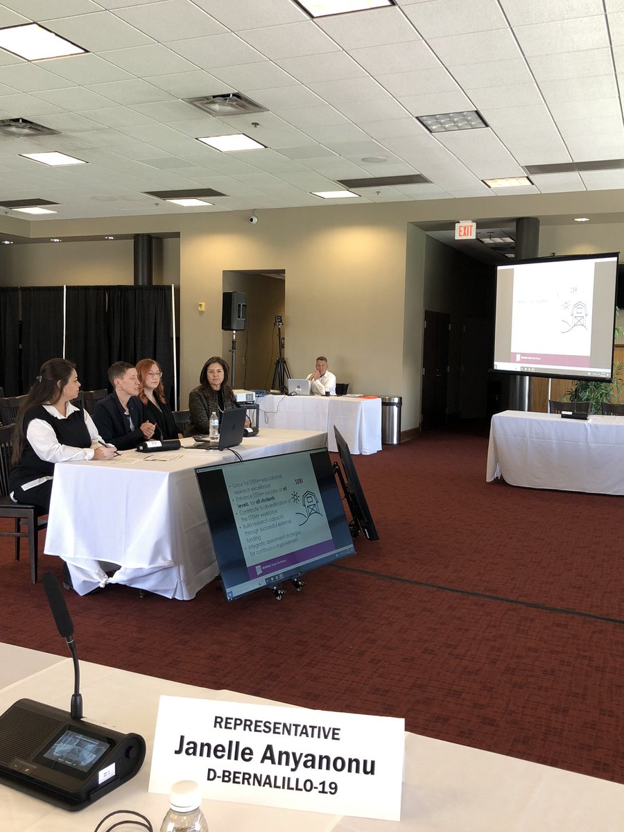 NMSUgov's tweet photo. Our dynamic STEM+ Education Research Institute (SERI) team from NMSU presented to the Science, Technology and Telecommunications committee.  SERI will bring together experts from across campus to develop and evaluate innovative approaches for STEM education from K-16. https://t.co/c2R8UV4m3p