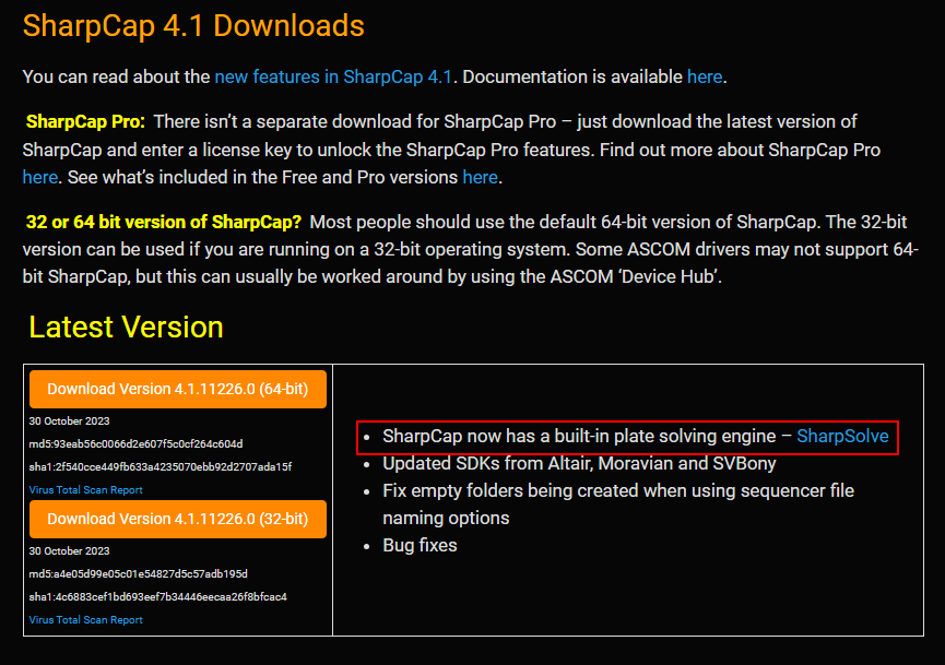 tahiti_express's tweet image. #SharpCap 4.1 の新ビルドをダウンロードしたら、プレートソルバ (SharpSolve) が組み込まれてた。外部アプリを使わず高速にプレートソルブできるらしい。
forums.sharpcap.co.uk/viewtopic.php?…